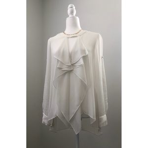 BCBG White Ruffle Top